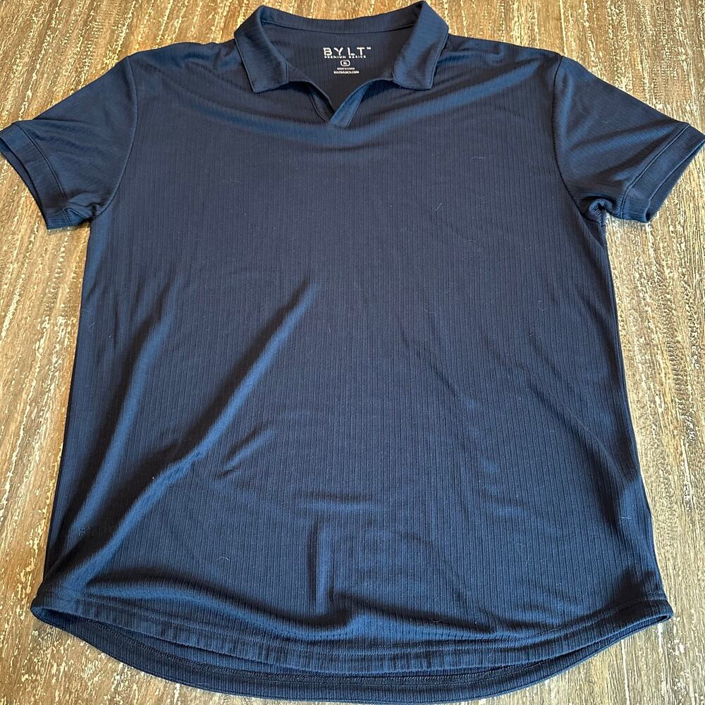 BYLT Premium Basics Ribbed Modal Golf Polo Shirt Black Men’s Size XL